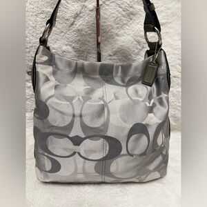 Coach Elegant Silver Gray Optic C Penelope Jacquard Shoulder Bag